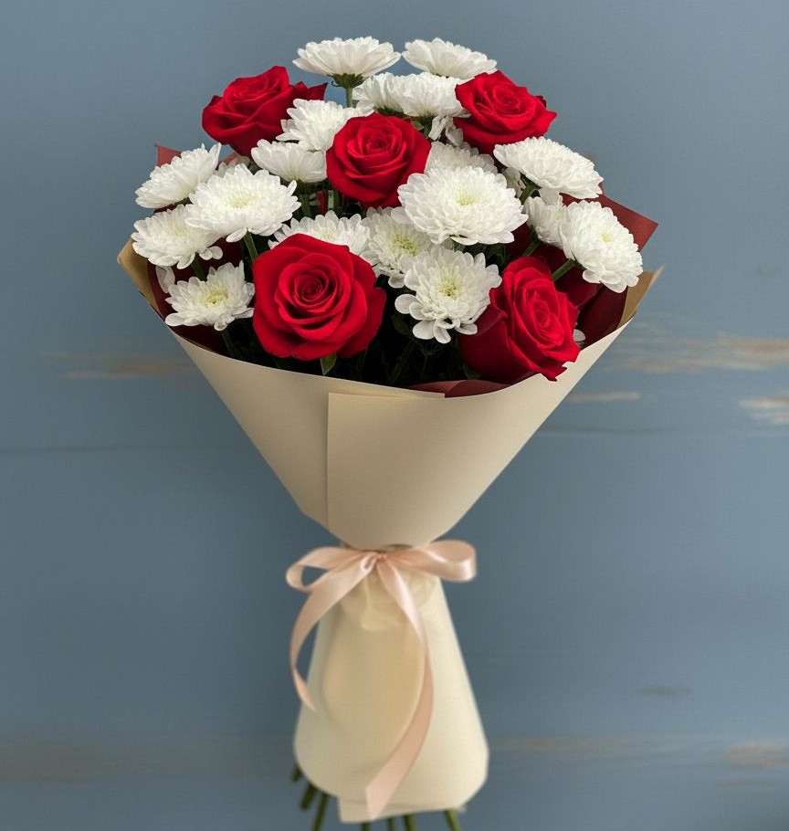 Букет цветов из: Розы и Хризантемы в Михайловском