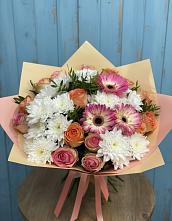 Букет цветов из:  Розы, Герберы и Хризантемы в Михайловском