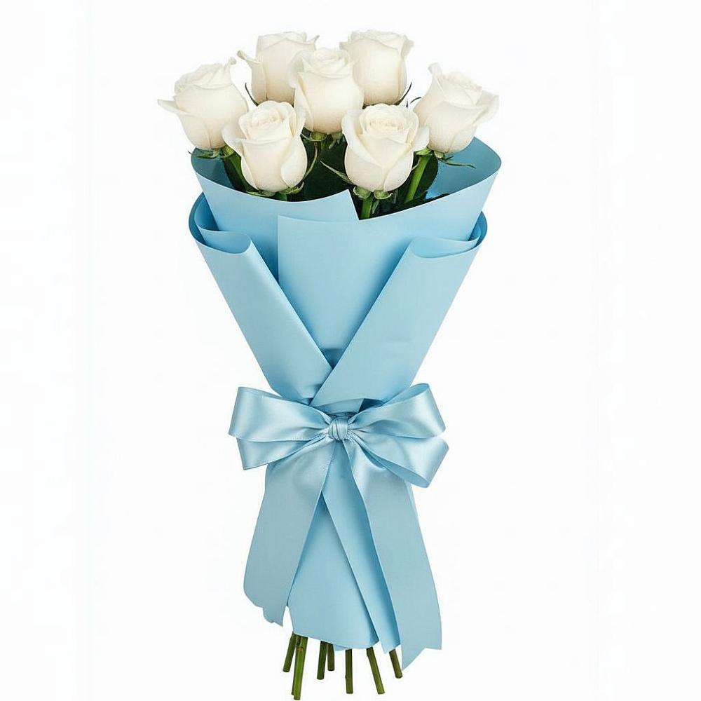 Букет 7 белых роз Проуд в Михайловском