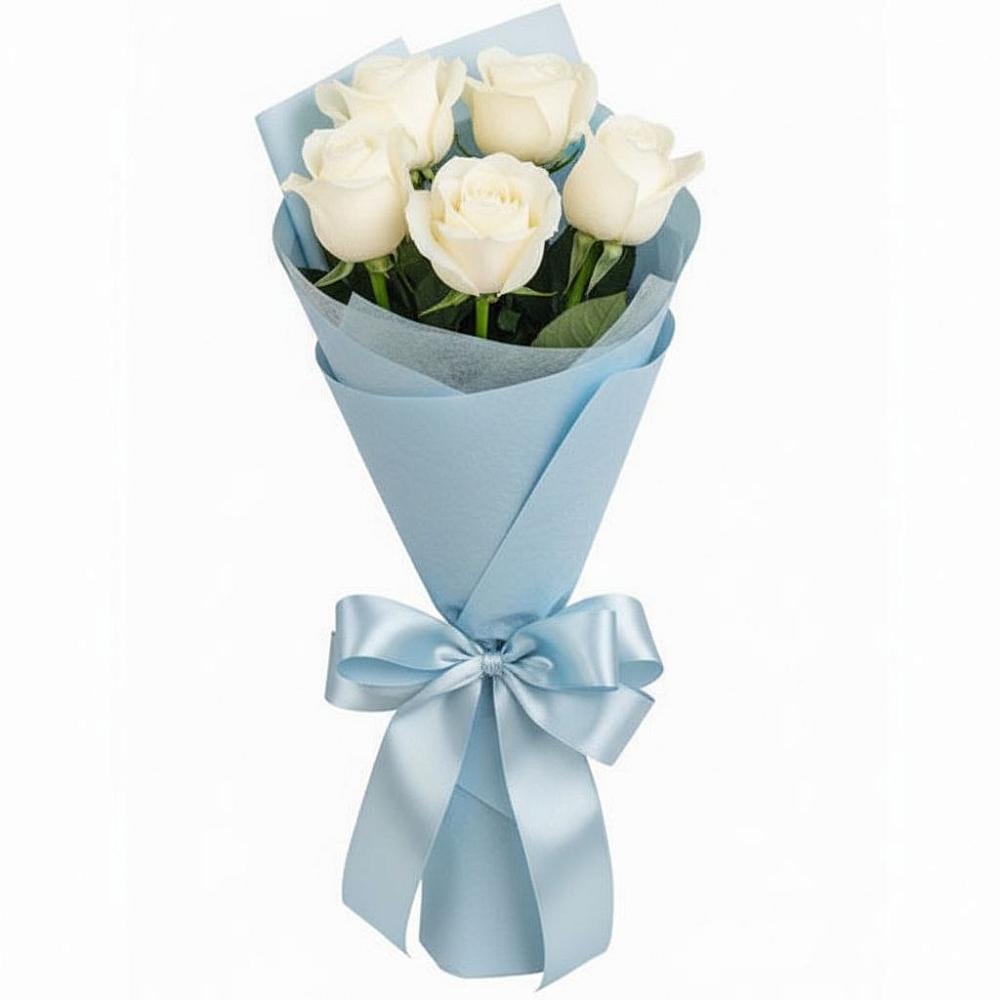 Букет 5 Белых роз Проуд в Михайловском