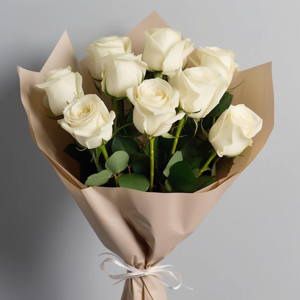 Букет 9 Белых роз Эдлесс Лав в Михайловском