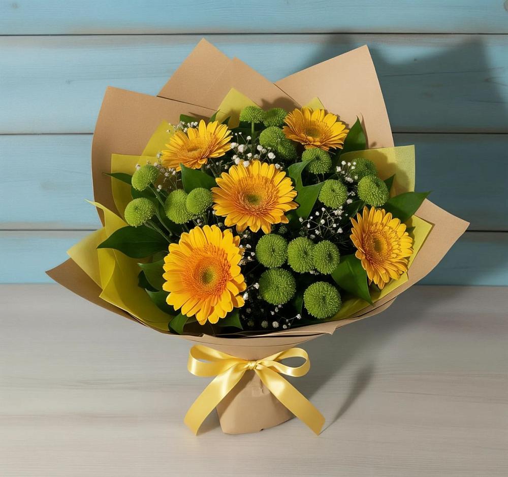 Букет цветов из: Герберы и Хризантемы в Михайловском
