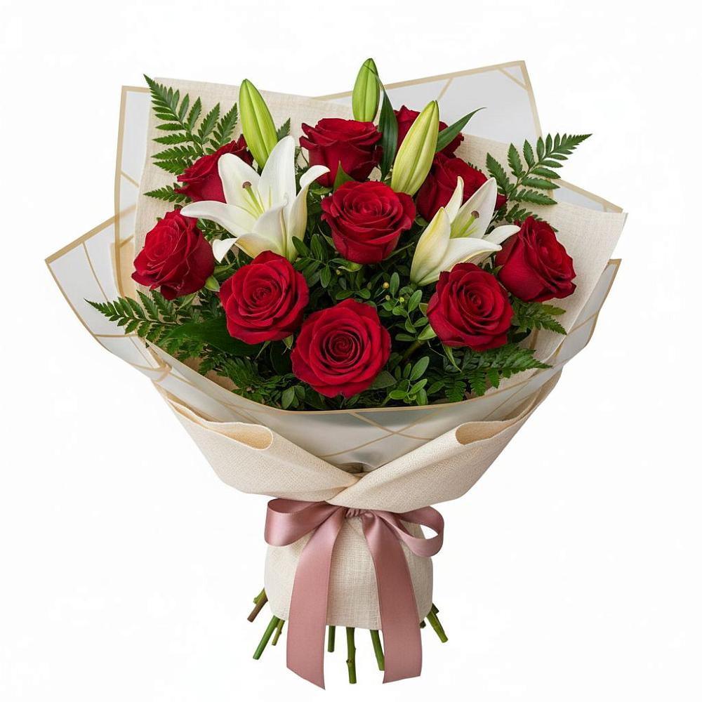 Букет цветов из: Лилии и Розы в Михайловском