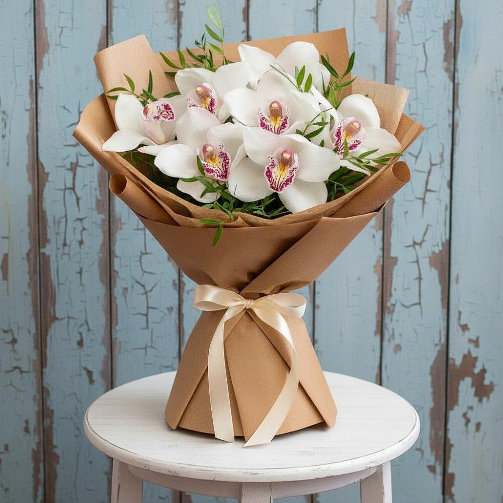 Букет цветов из: Орхидеи и Розы в Михайловском