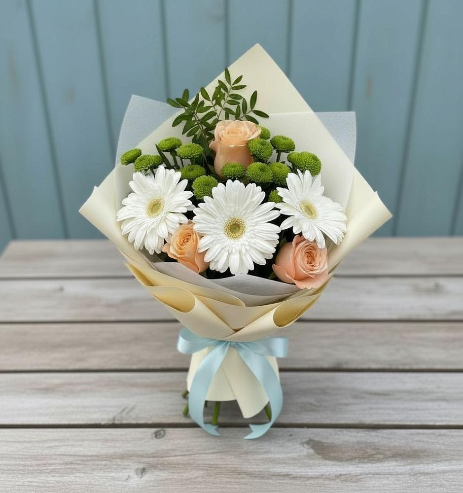 Букет цветов из: Герберы, Розы и Хризантемы в Михайловском