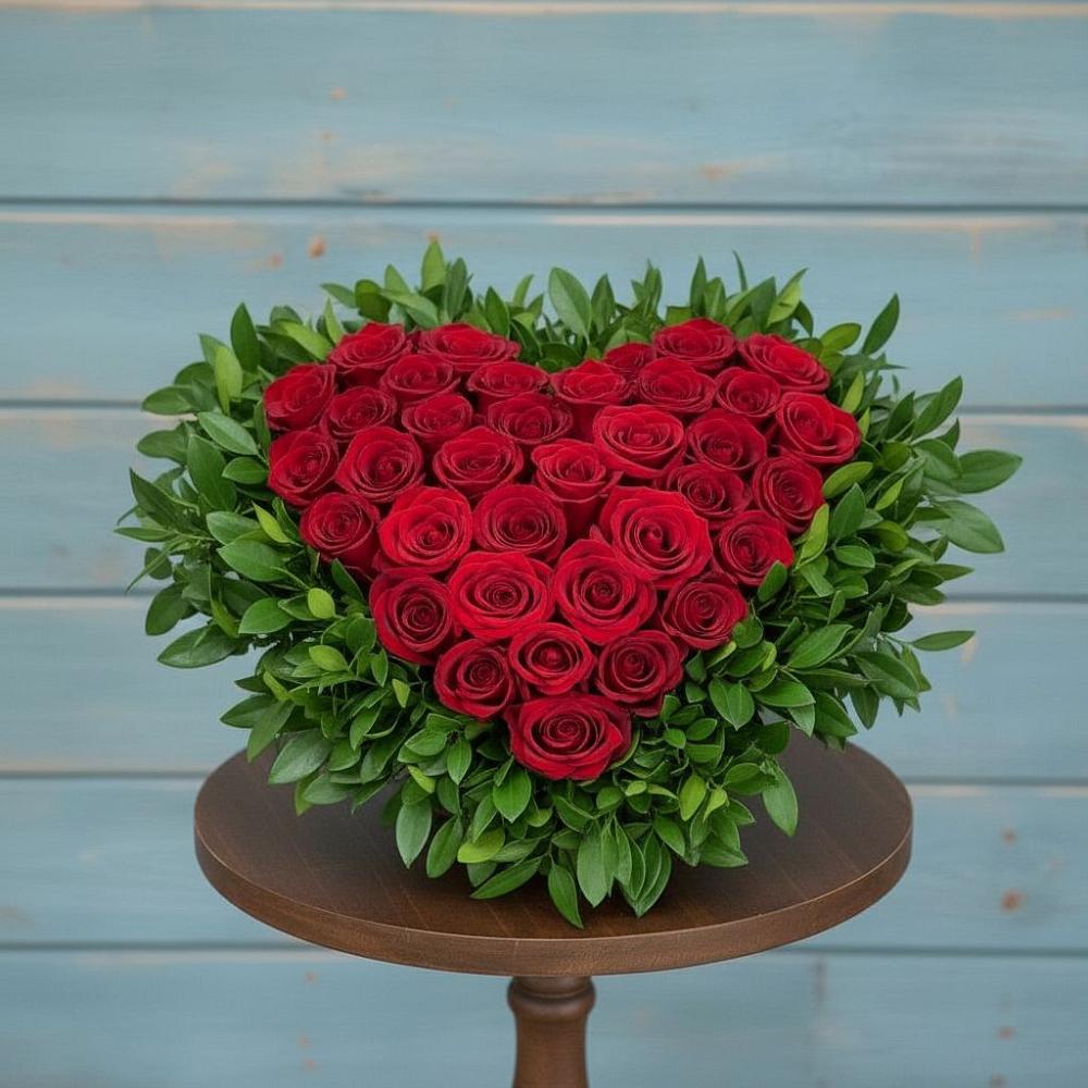 Цветочная композиция из Розы в виде сердца в Михайловском