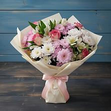 Букет цветов из:  Хризантемы, Альстромерии и Розы в Михайловском