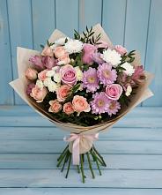 Букет цветов из:  Хризантемы, Розы и Альстромерии в Михайловском